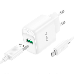 Сетевое зарядное устройство Hoco C140A Smart single port QC3.0 charger set18W QC/FCP/AFC+Micro white