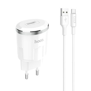 Сетевое зарядное устройство HOCO C37A Thunder Power Type-C 2.4A/1usb (EU) white