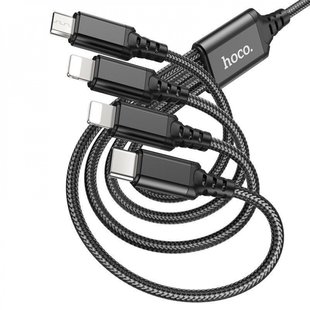 USB кабель Hoco X76 Syper charging 4in1 Lightning+Lightning+Micro+Type-C 1m 2A black