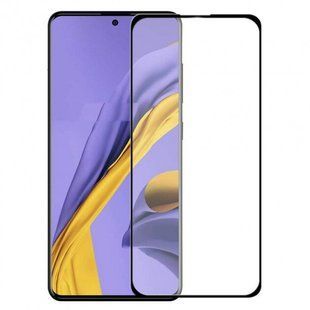 Защитное 2.5D стекло Люкс Full Glue для Samsung A51 Black 0.25mm