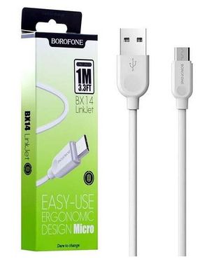 USB кабель Borofone BX14 LinkJet Micro 2.4A/1m white