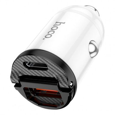 Автомобільний зарядний пристрій Hoco NZ2 Link 30W Type-C+USB white