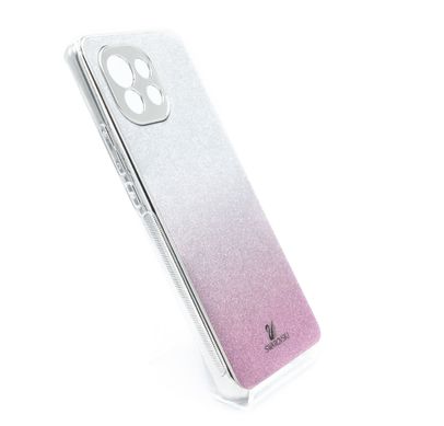 Чохол TPU+Glass для Xiaomi Mi 11 pink Swarovski Full Camera