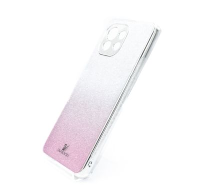 Чохол TPU+Glass для Xiaomi Mi 11 pink Swarovski Full Camera