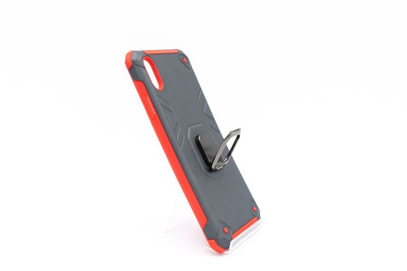 Чохол протиударний техно з кільцем для IPhone XS Max black/red