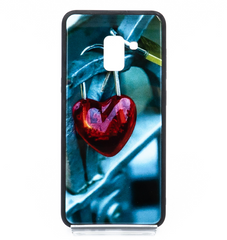 Накладка iPefet Glass рисунок Samsung A8 heart