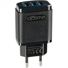Сетевое зарядное устройство Optima Grater OP-HC01 3usb 3.1A+cable iPhone X black