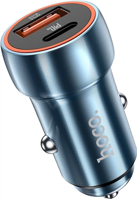 Автомобильное зарядное устройство Hoco Z46A Blue Whale PD20W+QC3.0 (Type-C+USB) sapphire blue