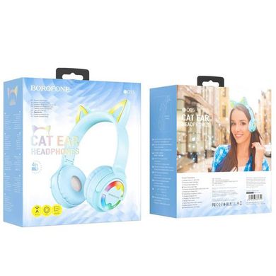 Bluetooth стерео гарнітура Borofone BO15 Cat ear blue