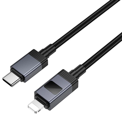 PD кабель Hoco X118 Generous PD27W charging data cable with display Type-C Lightining 1m Black
