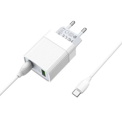 Сетевое зарядное устройство Borofone BA39A Type-C 2USB /QC 3.0/18W/1m (EU) white