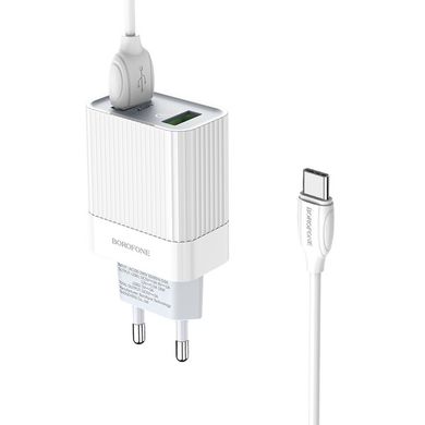 Сетевое зарядное устройство Borofone BA39A Type-C 2USB /QC 3.0/18W/1m (EU) white