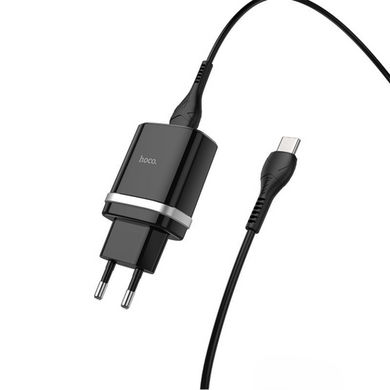 Мережевий зарядний пристрій Hoco C12Q Smart Type-C 1usb/3A/QC3.0/1m black