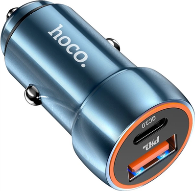 Автомобильное зарядное устройство Hoco Z46A Blue Whale PD20W+QC3.0 (Type-C+USB) sapphire blue