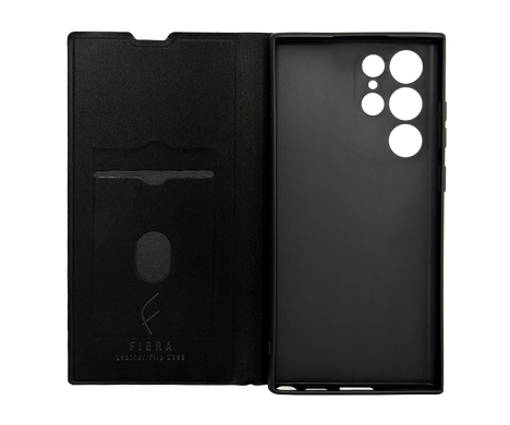 Чехол книжка FIBRA (рельеф) для Samsung S22Ultra black Full Camera