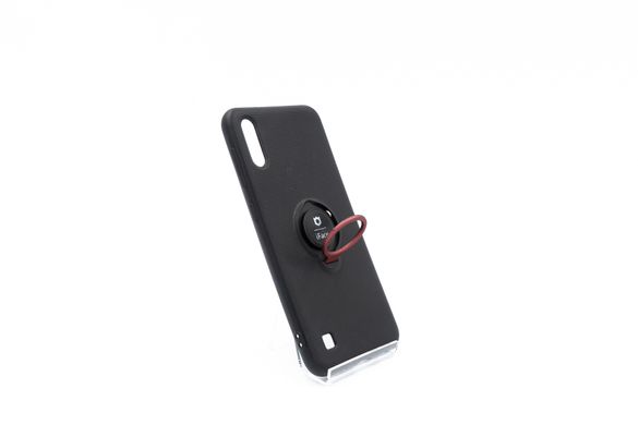 Силиконовый чехол iFace с кольцом+магнит Samsung A10 black/red