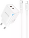 Сетевое Зарядное Устройство Borofone BA85A 2USB-C PD/QC 35W+Type-C to Lightning white