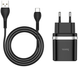 Мережевий зарядний пристрій Hoco C12Q Smart Type-C 1usb/3A/QC3.0/1m black