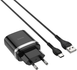 Мережевий зарядний пристрій Hoco C12Q Smart Type-C 1usb/3A/QC3.0/1m black