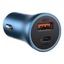 Автомобільний ЗП Baseus Golden Contactor Pro 40W USB+Type-C + Cable Type-C to Lightning 1m blue