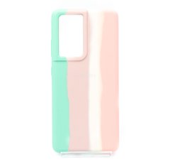 Силиконовый чехол Full Cover для Samsung S21 Ultra Rainbow №4 (mint/pink)