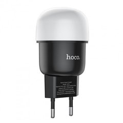 Мереживий зарядний пристрій HOCO C87A Sparkle 2USB/2.4A /LED black