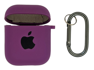 Чохол for AirPods 1/2 Logo силіконовий purple з мікрофіброю