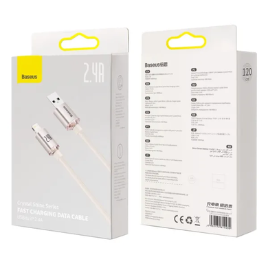 USB кабель Baseus Crystal Shine Series Lightning 2.4A 1.2m (CAJY001104) pink