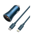 Автомобільний ЗП Baseus Golden Contactor Pro 40W USB+Type-C + Cable Type-C to Lightning 1m blue