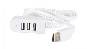 USB-HUB 3в1 короткий кабель USB white