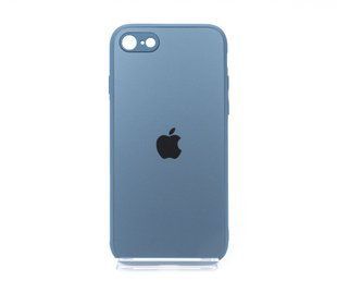 TPU+Glass чехол Matte Candy для Apple iPhone 7/8/SE 2020 Full camera blue