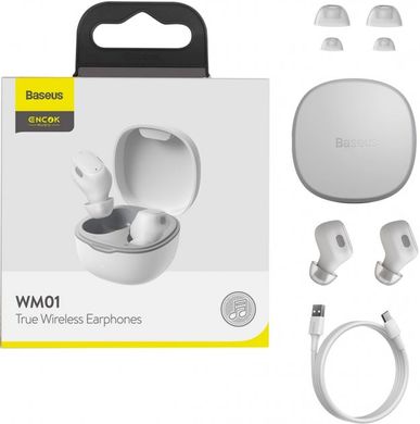 Навушники бездротові Baseus Encok True Wireless Earphones WM01 white NGWM01-02