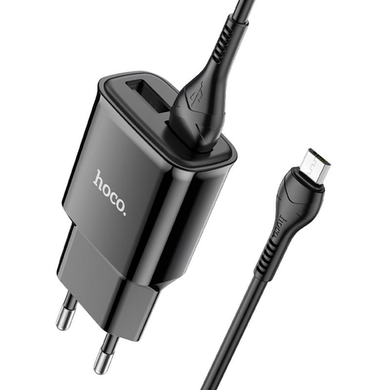 Мережевий зарядний пристрій Hoco C88A Star round 2USB/2,4A + MicroUSB black