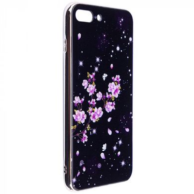 TPU+Glass чехол Fantasy для iPhone 7+/8+ с глянцевыми торцами цветение