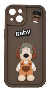 Чохол Pretty Things для iPhone 14 brown/baby Full Camera