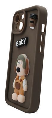 Чехол Pretty Things для iPhone 14 brown/baby Full Camera