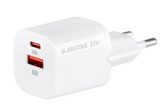 Сетевое зарядное устройство Glasscove 33W GaN 2-Port Type-C+USB (TC-099BPQ33) white