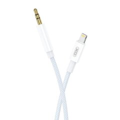 AUX кабель XO NB-R211A 3.5mm to Lightning 1 m white/blue ткань