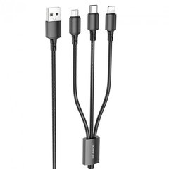 USB кабель Borofone BX72 3-in-1 for Micro+Type-C+Lightning 2A/1m black