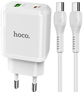 Сетевое зарядное устройство Hoco N5 PD20W+QC3.0 Type-C to Type-C dual ports 1m white