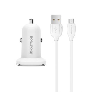 Автомобильное зарядное устройство Borofone BZ12A Micro QC3.0/1USB/1m (Белый)