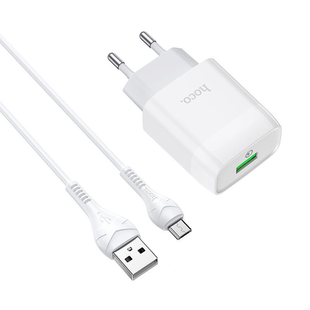 Сетевое зарядное устройство HOCO C72Q Micro QC3.0 1USB/2A/1m white