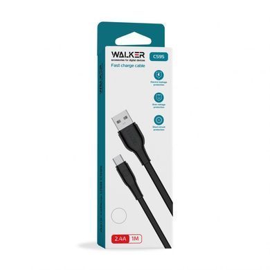 USB кабель Walker C595 Type-C 2.4A 1m black