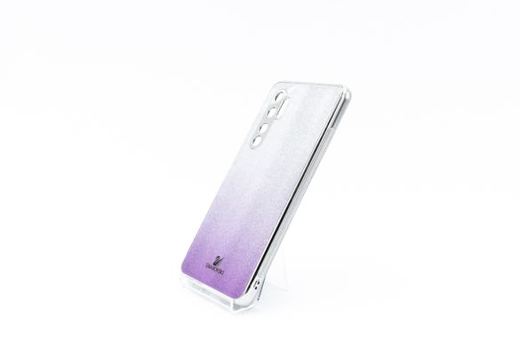 Чехол TPU+Glass для Xiaomi Mi Note10 Lite фиолетовый Swarovski Full Camera