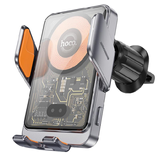 Автодержатель с беспроводным ЗУ Hoco HW7 Transparent Discovery Edition wireles fast charging metal grey