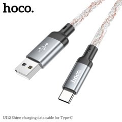 USB кабель Hoco U112 Shine charging data cable Type-C 3A/1m gray LED