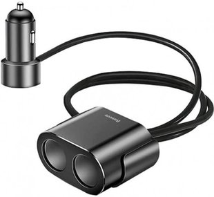 АЗУ Baseus CRDYQ High Efficiency + Two Cigarette Lighter (3.1A) 2USB CR black