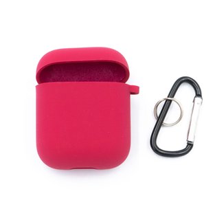 Чохол for AirPods 1/2 силіконовий rose red з мікрофіброю