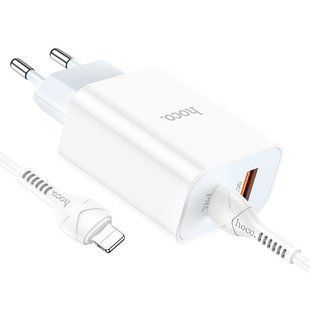 Мережевий зарядний пристрій Hoco C97A PD20W+QC3.0 Type-C to Lightning white