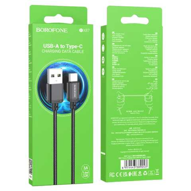 Кабель Borofone BX87 Sharp charding data cable Type-C 3A 1m black
